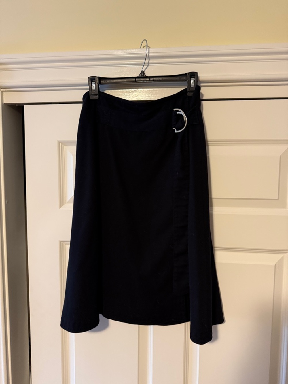 Ann Taylor Black A-Line Skirt with Silver Ring Detail